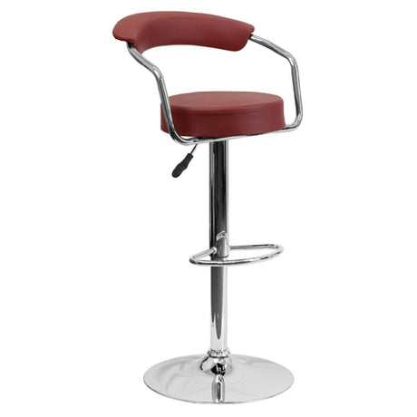 Flash Furniture CH-TC3-1060-BURG-GG Swivel Bar Stool With Arms Adjustable Height