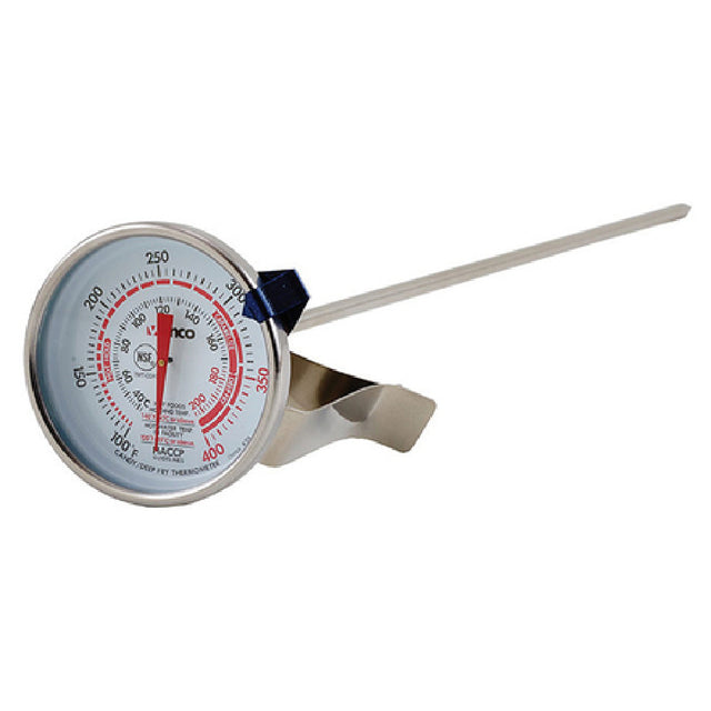 Winco TMT-CDF3 Candy/Deep Fry Thermometer Temperature Range 100° To 400° F 2" Dia. Dial Face