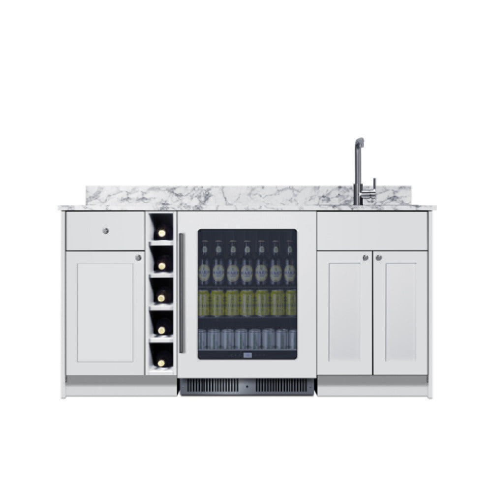 Summit OASISWH35 - Turnkey Oasis Wet Bar, White Finish, Fully Assembled Hardwood Cabinetry & Countertop