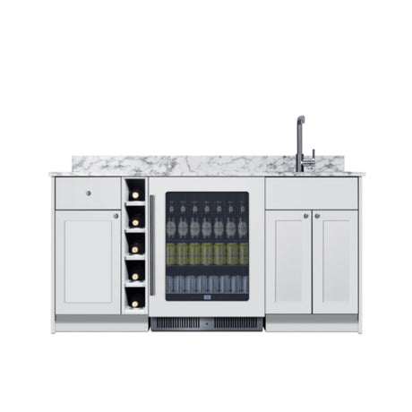 Summit OASISWH35 - Turnkey Oasis Wet Bar, White Finish, Fully Assembled Hardwood Cabinetry & Countertop