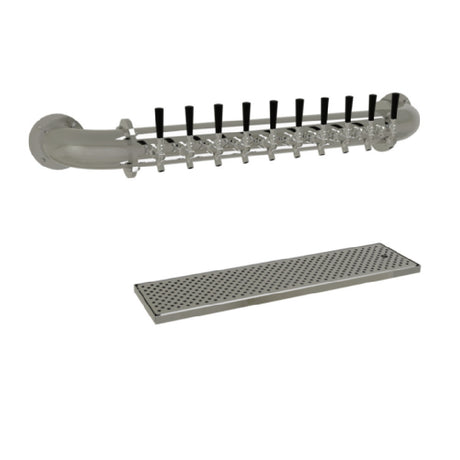 Glastender PW-10-MF Pipe Wall Draft Dispensing Tower Wall Mount (10) Stainless Steel Faucets (handles Not Included)