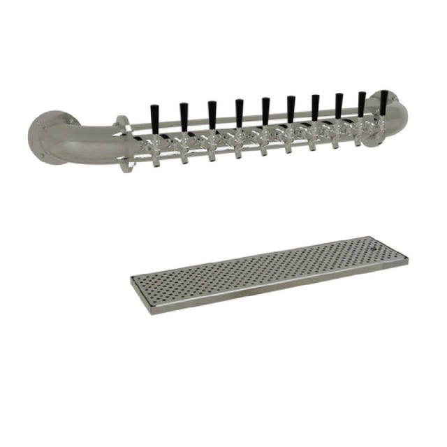 Glastender PW-10-MF Pipe Wall Draft Dispensing Tower Wall Mount (10) Stainless Steel Faucets (handles Not Included)