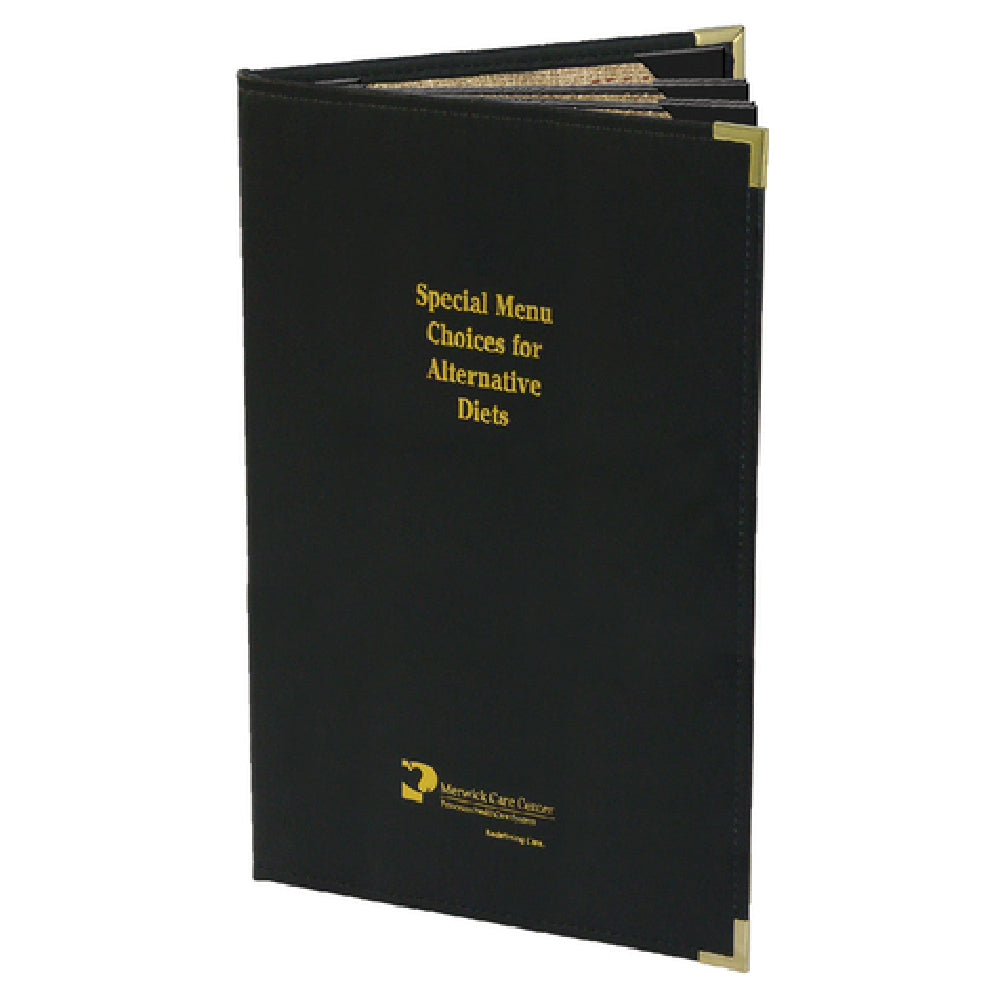 Menu Solutions ED460J Menu Cover Holds 8-1/2" X 14" Inserts Quad Panel Booklet With 6 Views