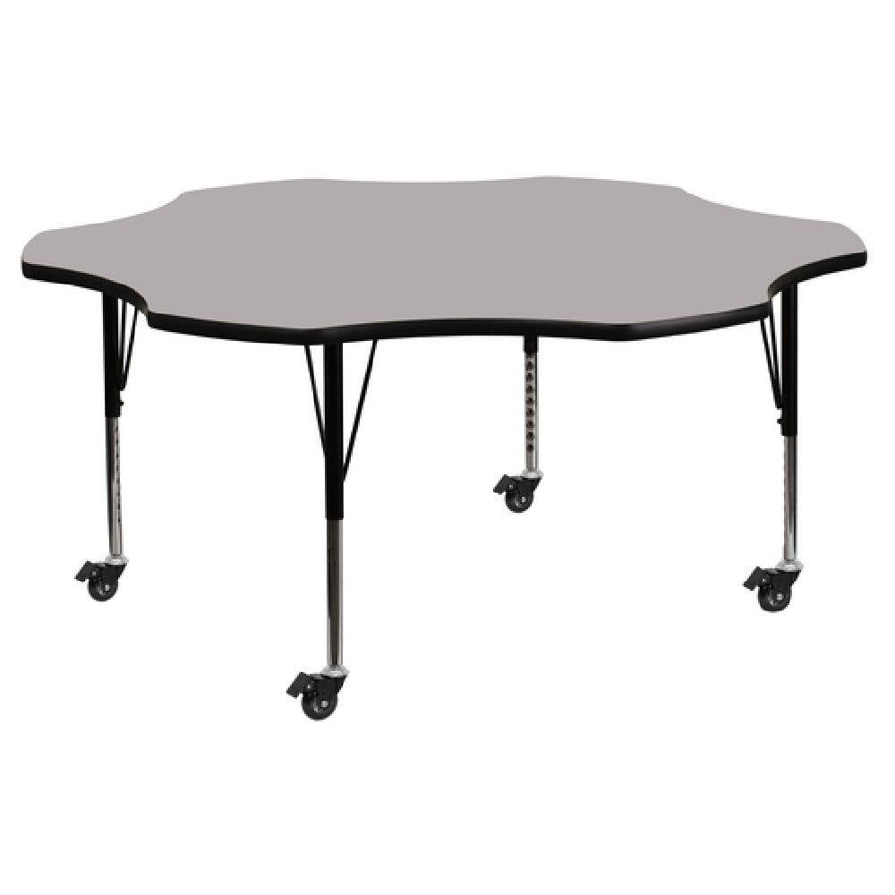 Flash Furniture XU-A60-FLR-GY-T-P-CAS-GG Activity Table 60"W X 60"D X 17-2/5" To 25-2/5" Adjustable Height