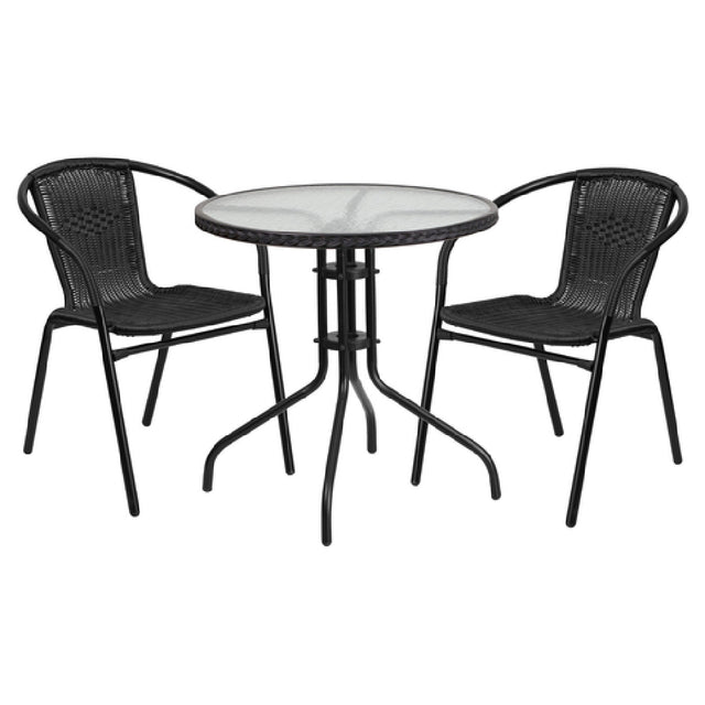 Flash Furniture TLH-087RD-037BK2-GG Table & Chair Set Includes (1) 28" Dia. X 28"H Table