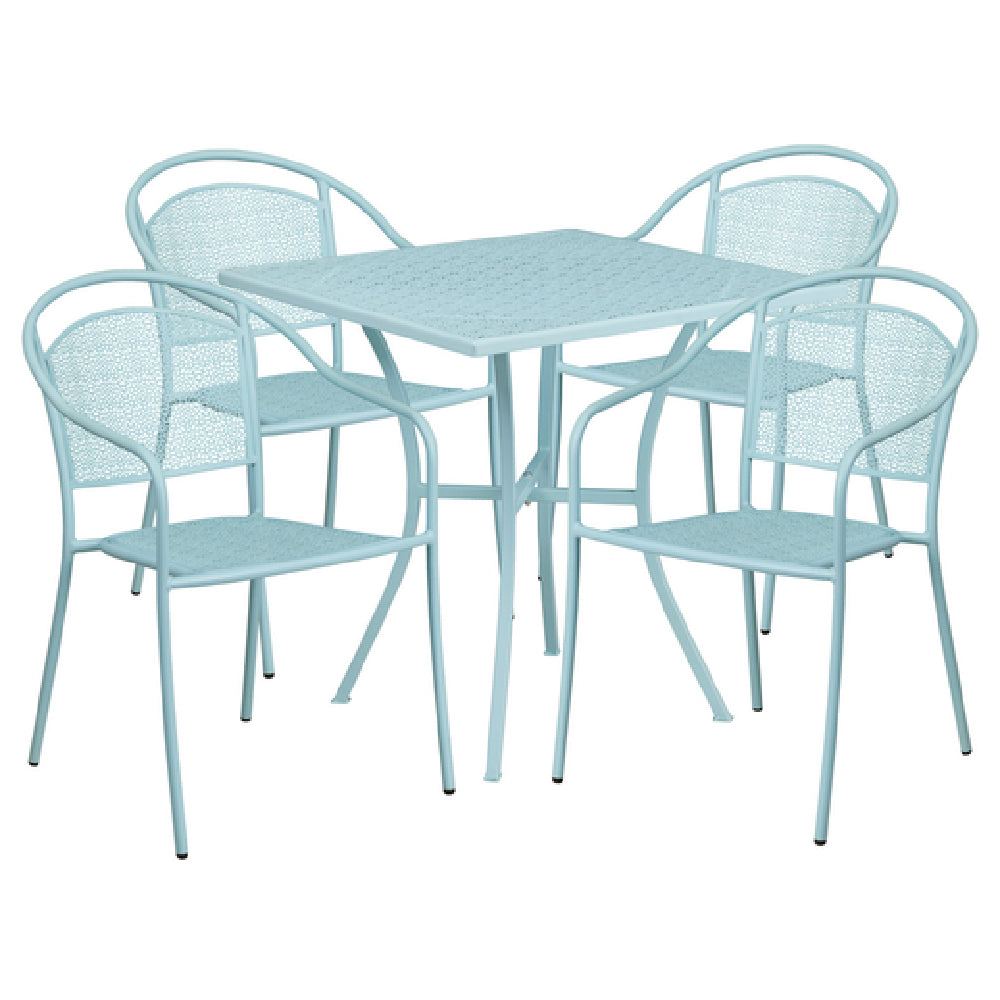 Flash Furniture CO-28SQ-03CHR4-SKY-GG Patio Table Set Includes (1) Table: 28"W X 28"D X 28-1/4"H