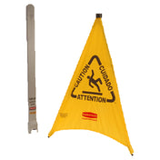 Franklin Machine Products 262-1148 Rubbermaid® Pop-Up Safety Cone 32-1/2"H Triangle With "CAUTION/CUIDADO/ATTENTION" Message