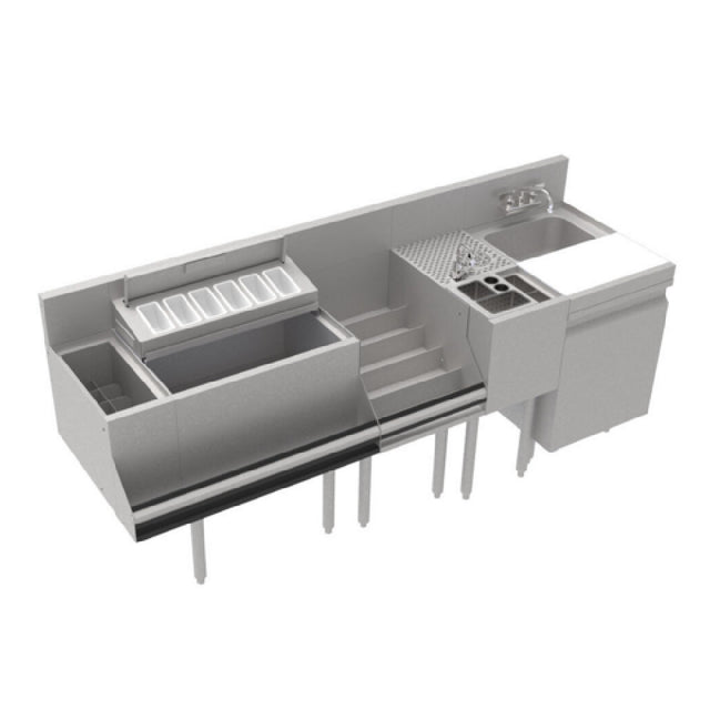 Krowne KR24-MT78-10 Royal Series 78” Workstation With 8” Elixir Well 24” Ice Bin (with 10-Circuit Cold Plate) With Garnish Cover