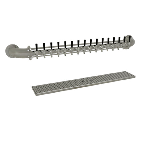 Glastender PW-16-MF Pipe Wall Draft Dispensing Tower Wall Mount (16) Stainless Steel Faucets (handles Not Included)