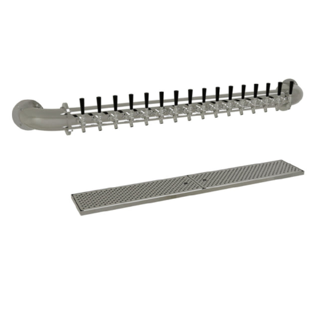 Glastender PW-16-MF Pipe Wall Draft Dispensing Tower Wall Mount (16) Stainless Steel Faucets (handles Not Included)