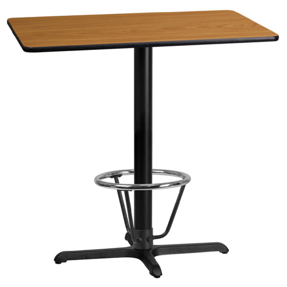 Flash Furniture XU-NATTB-2442-T2230B-3CFR-GG Table 42"W X 24"D X 43-1/8"H Bar Height