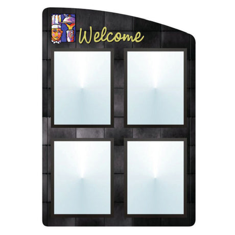 Hubert 48024 - Menu Board, 4-pocket, Wall-mount