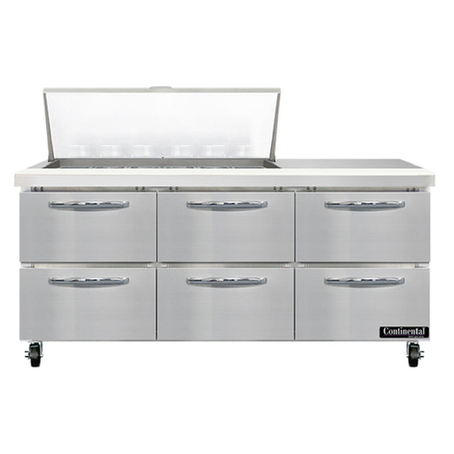 Continental Refrigerator SW72N18M-D Mighty Top Sandwich Unit 72"W 20.6 Cu Ft Capacity