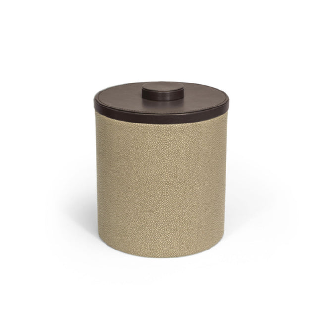FOH RIB053BEL21 3.5qt Round Belize Ice Bucket Dune With London Brown Lid Includes One RIB018BEL21-BTM 3.5qt Round Belize Ice Bucket Base Dune