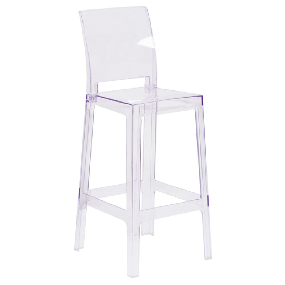 Flash Furniture OW-SQUAREBACK-29-GG Ghost Bar Stool 330 Lb. Weight Capacity Square Back