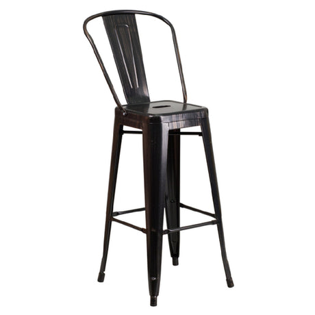 Flash Furniture CH-31320-30GB-BQ-GG Bar Stool 500 Lb. Weight Capacity Curved Back With Vertical Slat