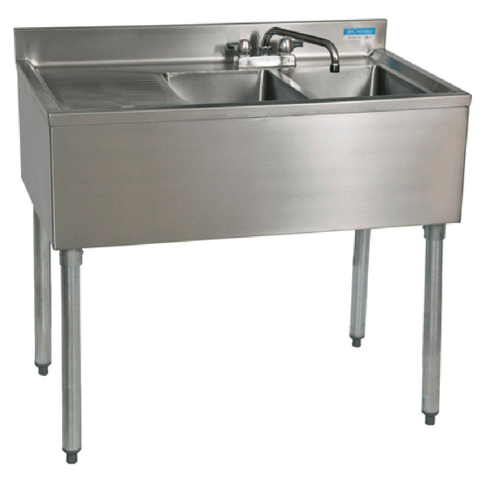 BK Resources UB4-18-236LS Slim-Line Underbar Sink Two Compartment 36”W X 18-1/4"D X 32-1/2"H Overall Size