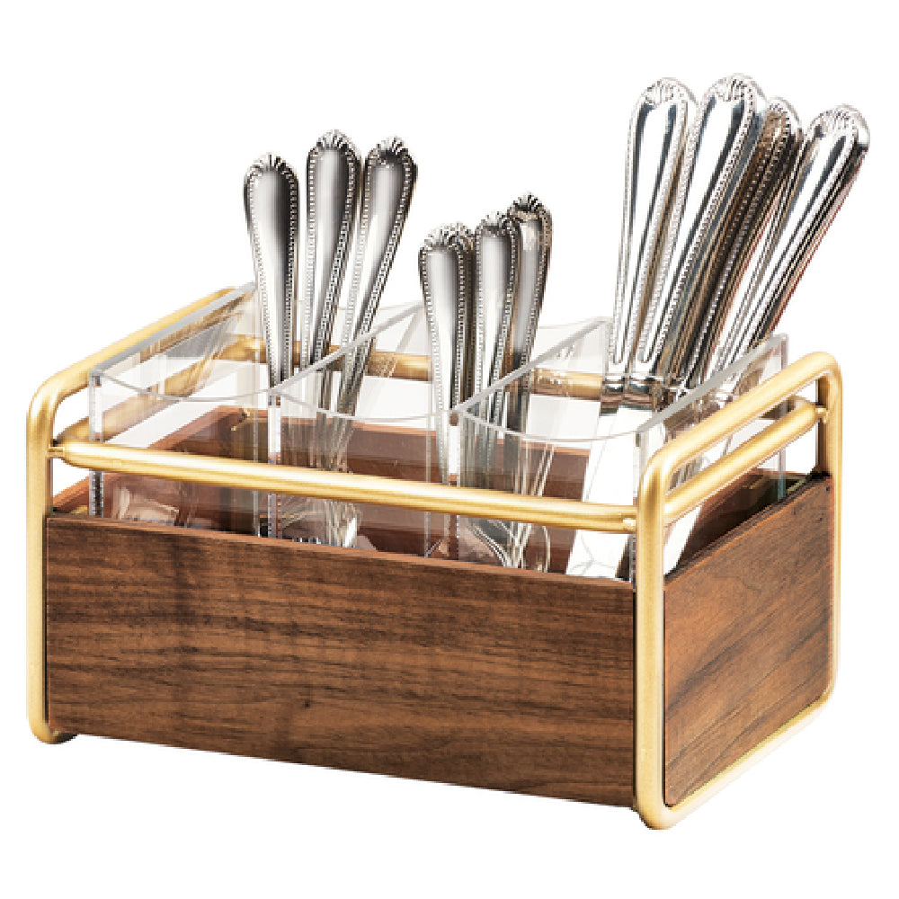 Cal Mil 3700-46 Mid-Century Flatware Holder 9-1/2"W X 6-1/2"D X 5-1/2"H Rectangular