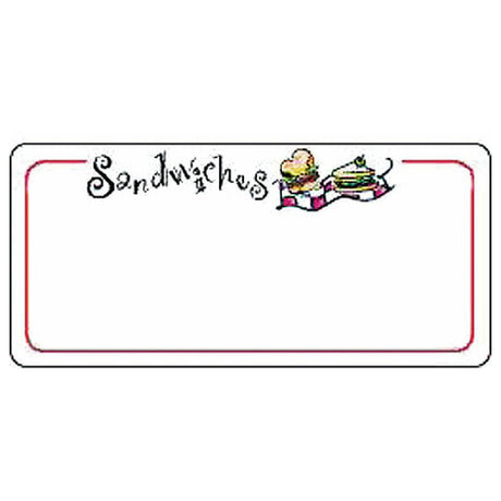 Hubert 74292 - Laser Labels, "Sandwiches" Heading, 3-1/2" X 1-5/8"H