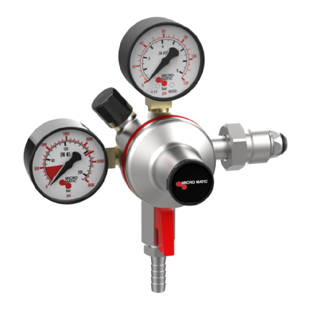 Micro Matic 942-PP Premium Plus High Pressure Double Gauge Soft Drink Regulator CO2 Primary Operating Pressure 110 MAX