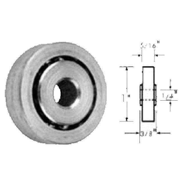 Franklin Machine Products 132-1005 Roller 3/8"W X 1-3/16" OD Countersunk For 1/4" For Flat Head Machine Screw