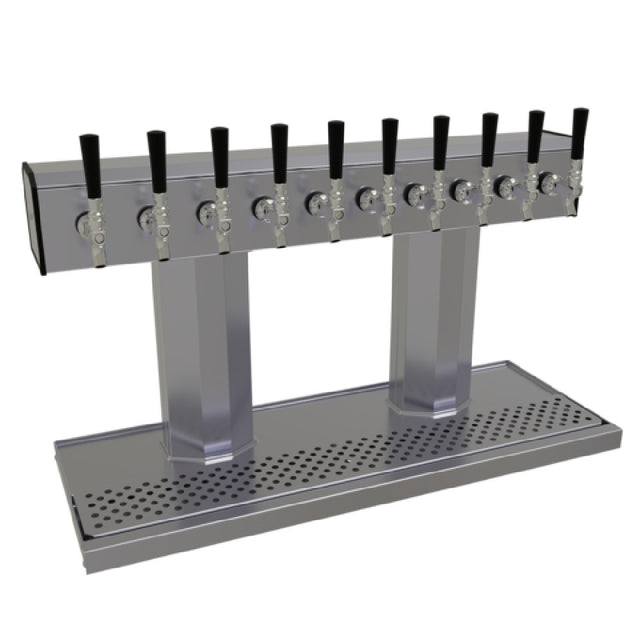 Glastender BT-10-SS Tee Draft Dispensing Tower Countertop (10) Stainless Steel Faucets (handles Not Included)