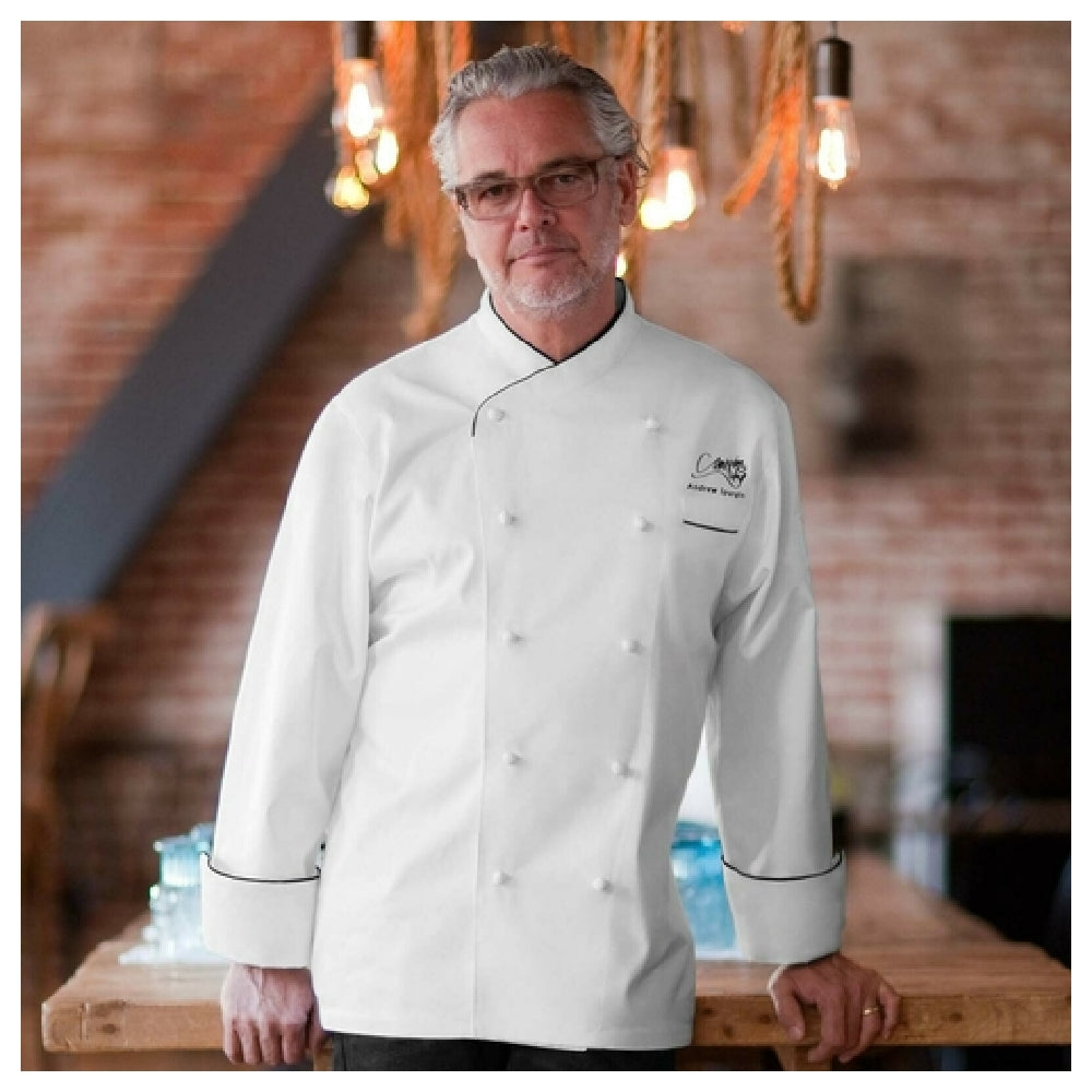 Chef Works ECCBWHT42 Monte Carlo Chef Coat Double-breasted Long Sleeves