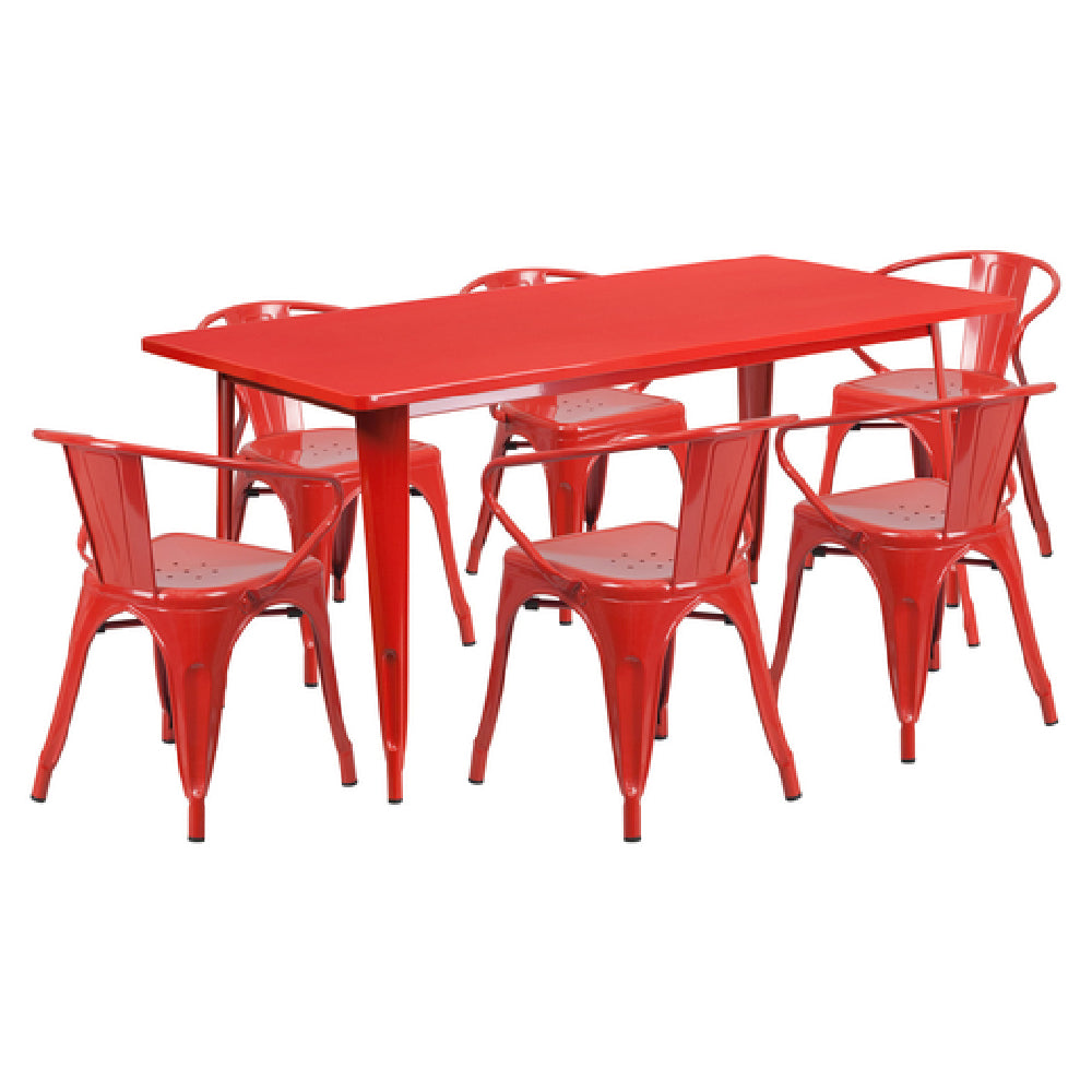 Flash Furniture ET-CT005-6-70-RED-GG Table And Chair Set Includes (1) 63"W X 31-1/2"D X 29-1/2"H Table