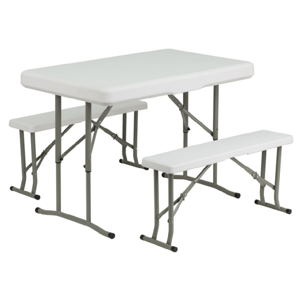 Flash Furniture DAD-YCZ-103-GG Folding Table And Benches 25-1/2"W X 41"D X 28-1/2"H Overall