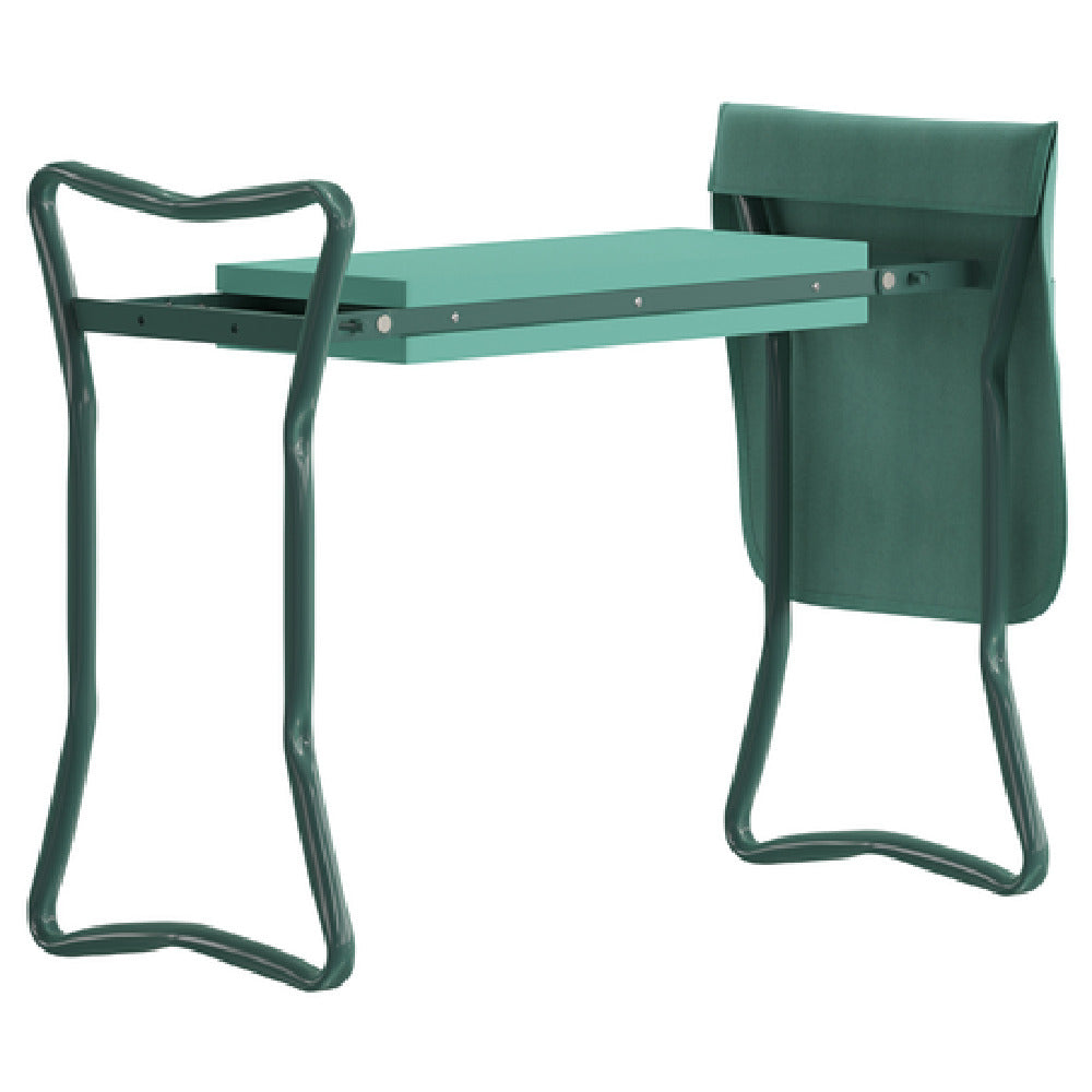 Flash Furniture TLH-105-GR-GG Green Foldable Garden Kneeler Green Padded Gardening Bench For Kneeling Or Sitting With Removable Tool Bag Pouch [TLH-105-GR-GG]