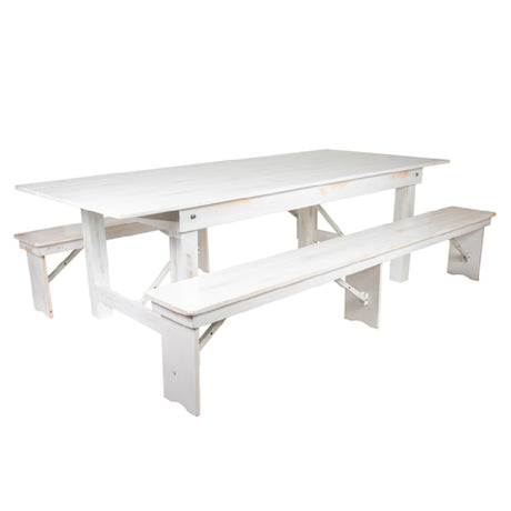 Flash Furniture XA-FARM-4-WH-GG Hercules Series Folding Farm Table Set Antique Rustic White Design