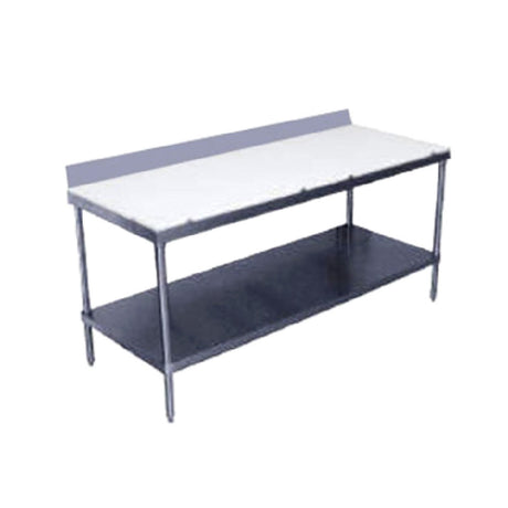 Advance Tabco SPS-244 Poly-Top Work Table 48"W X 24"D 5/8" Thick Poly-Vance© Top With 6"H Stainless Steel Backsplash