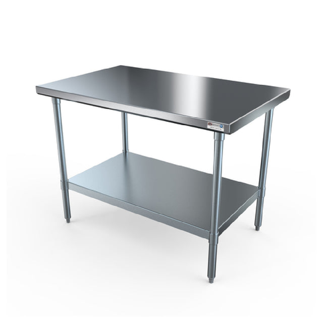 NBR Equipment TG-9624 Economy Work Table 96"W X 24"D X 35-3/4"H Overall Size 18/430 Stainless Steel Flat Top