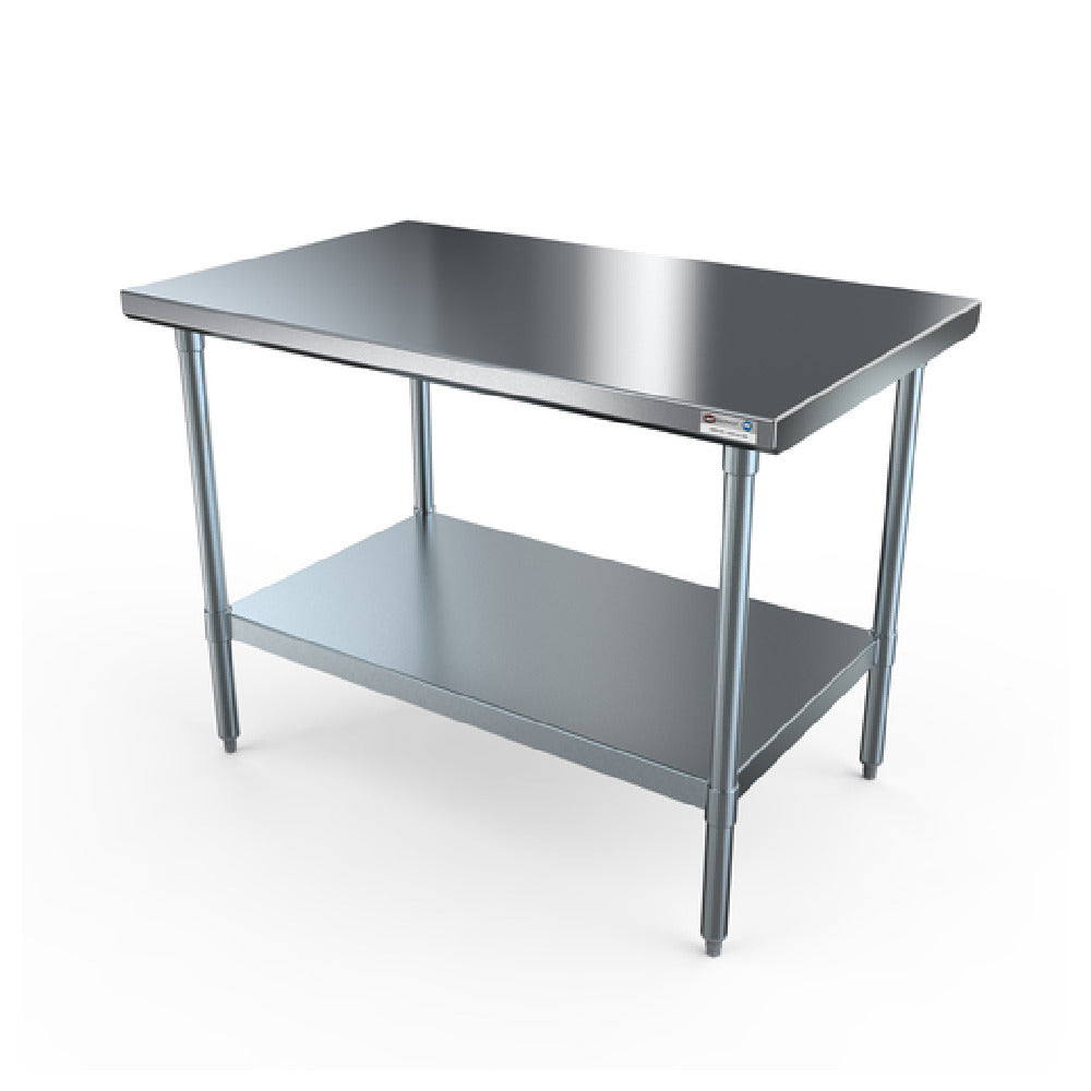 NBR Equipment TG-8430 Economy Work Table 84"W X 30"D X 35-3/4"H Overall Size 18/430 Stainless Steel Flat Top