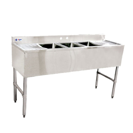 Omcan 25274 (25274) Underbar Sink (3) 14" X 10" X 10" Compartments (2) 1" Dia. Center Faucet Holes 4" Apart