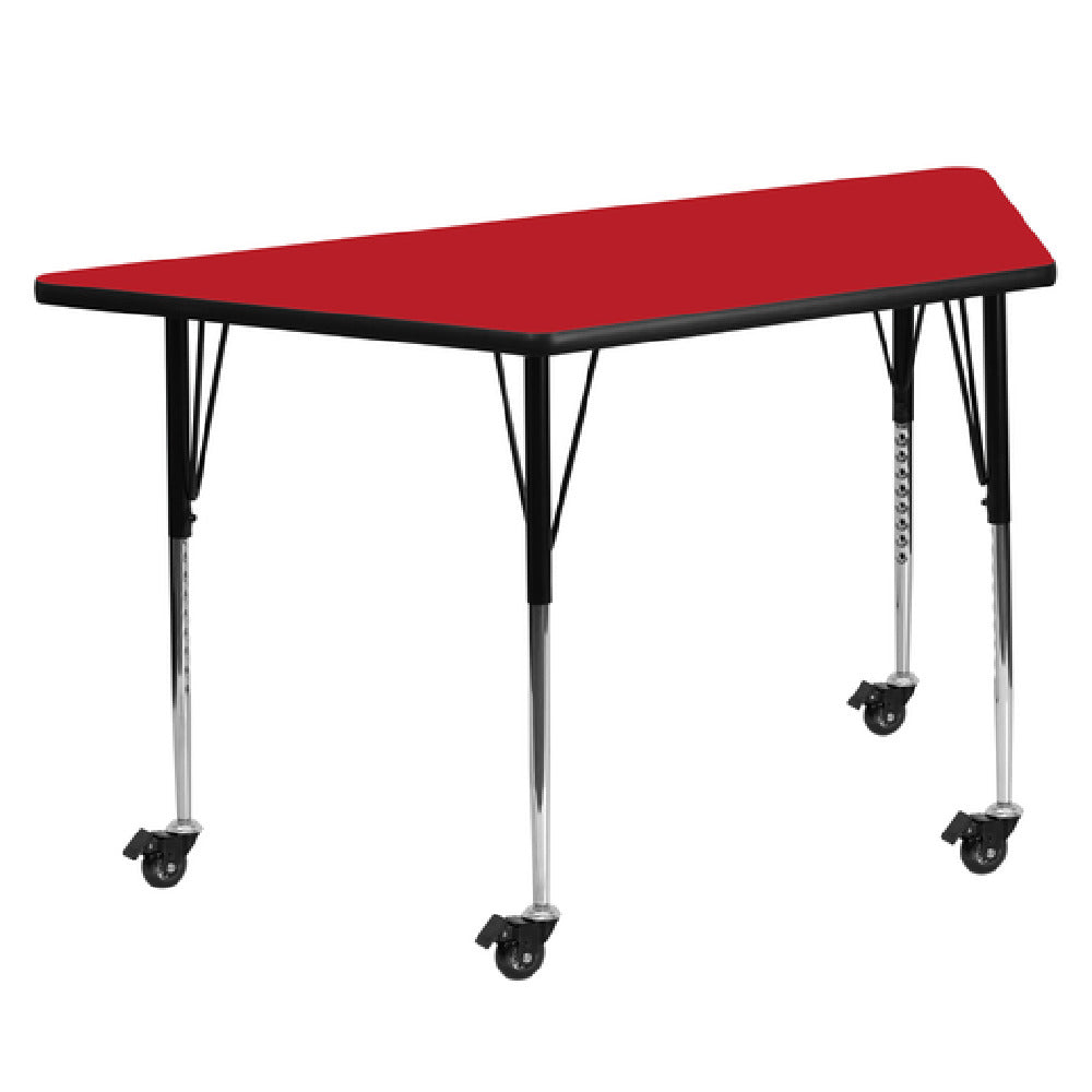 Flash Furniture XU-A2448-TRAP-RED-H-A-CAS-GG Activity Table 46-1/4"W X 25-1/2"D X 22-3/8" To 30-1/2" Adjustable Height