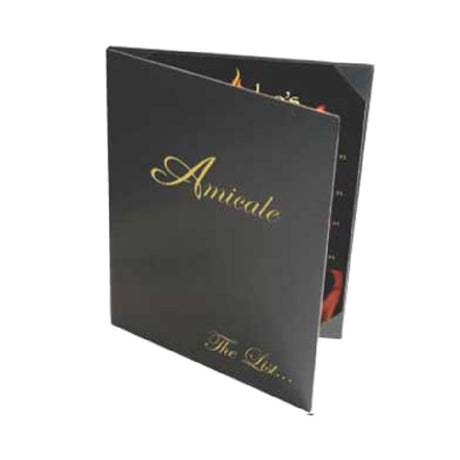 Menu Solutions Q40BK-D Menu Cover/Wine List 8-1/2" X 14" Inserts Triple Panel With 4 Views