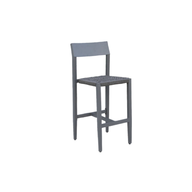 Plantation Prestige Commercial Furniture 8240300-0255 Nantucket Barstool All-aluminum Gunmetal Grey Powder Coat With Grey Resin Roping/weave Seat