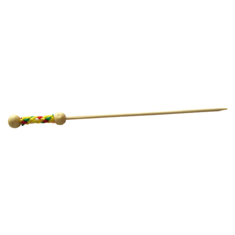 PacknWood 209BBFUJIY - Fuji Pick, 4.4", With Natural Beads And Yellow Design