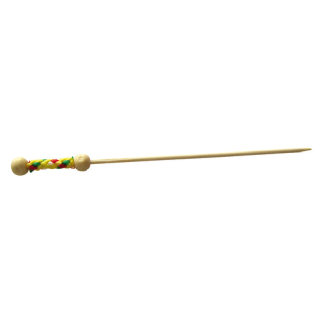 PacknWood 209BBFUJIY - Fuji Pick, 4.4", With Natural Beads And Yellow Design