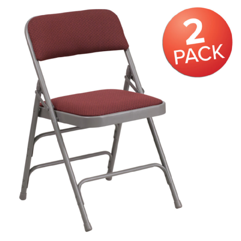 Flash Furniture 2-AW-MC309AF-BG-GG Hercules Series Folding Chair Burgundy Patterned Fabric Back & Seat