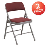 Flash Furniture 2-AW-MC309AF-BG-GG Hercules Series Folding Chair Burgundy Patterned Fabric Back & Seat