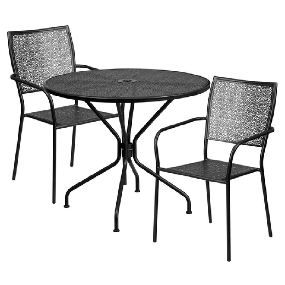 Flash Furniture CO-35RD-02CHR2-BK-GG Patio Table Set Includes (1) Table: 35-1/4" Dia. X 28-3/4"H