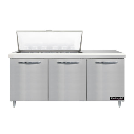 Continental Refrigerator D72N18M Designer Line Mighty Top Sandwich Unit 72"W Three-section