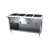NBR Equipment HT-4SW-240B Hot Food Table Enclosed Open Storage Base Electric (4) 12" X 20" Seal Wells With Individual Drain Valves Individual Infinite Controls With Indicator Lights