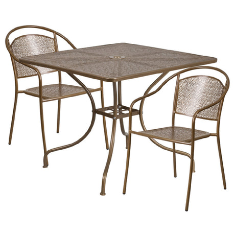 Flash Furniture CO-35SQ-03CHR2-GD-GG Patio Table Set Includes (1) Table: 35-1/2"W X 35-1/2"D X 28-3/4"H