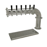 Glastender PC-6-MF Pipe Cantilever Draft Dispensing Tower Countertop (6) Stainless Steel Faucets (handles Not Included)