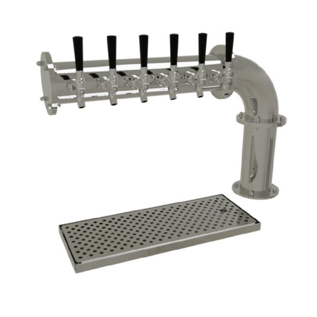 Glastender PC-6-MF Pipe Cantilever Draft Dispensing Tower Countertop (6) Stainless Steel Faucets (handles Not Included)
