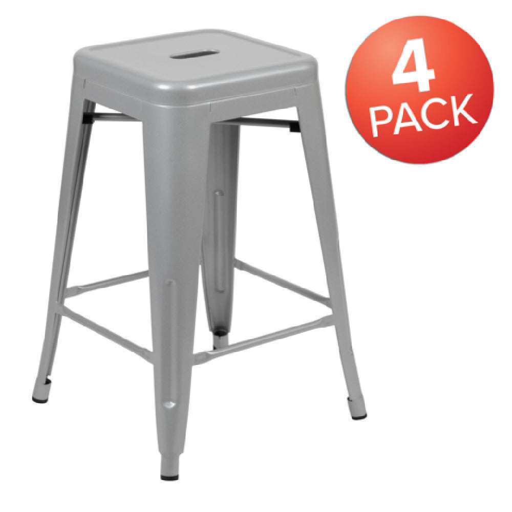 Flash Furniture 4-ET-31320-24-SV-R-GG Cierra Stacking Bar Stool Indoor 440 Lb. Weight Capacity