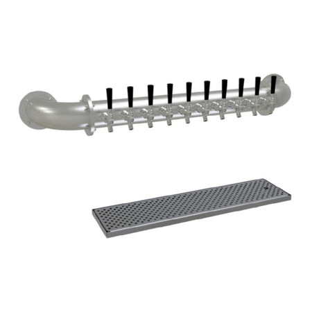 Glastender PW-10-SS Pipe Wall Draft Dispensing Tower Wall Mount (10) Stainless Steel Faucets (handles Not Included)